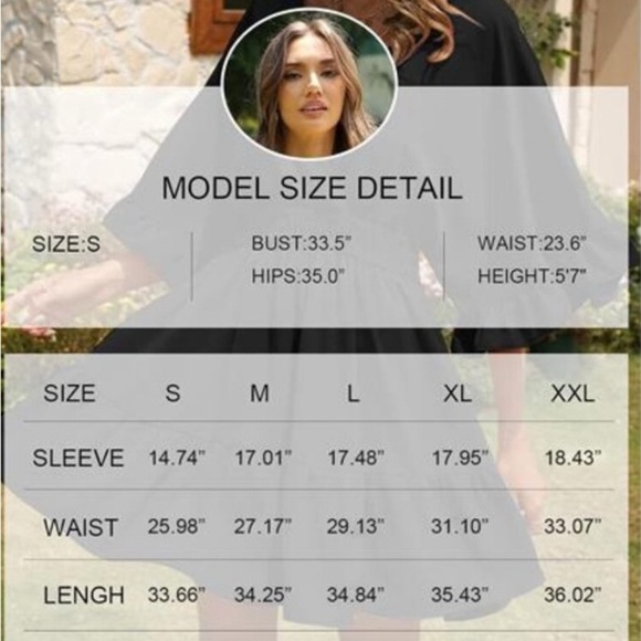 Women  V Neck Dress Causal Short Sleeve Elegant Ruffle Flowy Mini Dress small - Picture 6 of 14